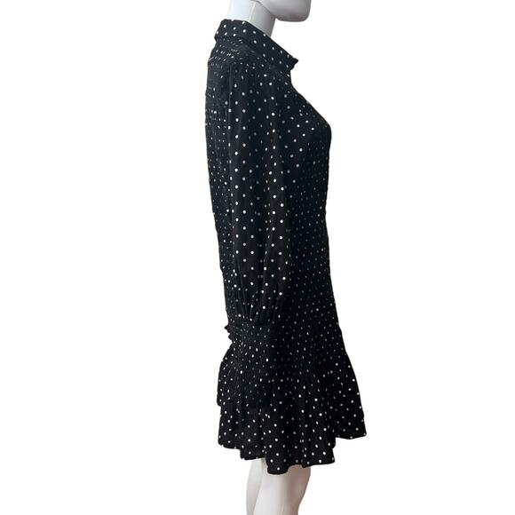 ASOS Design Black Polka Dot Cotton Maternity Shirred Button-Down Dress US 6 - Picture 6 of 15